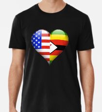 Zimbabwean Flag Heart - American and Zimbabwe Heart Flag for Zimbabwean Männer Premium T-Shirts