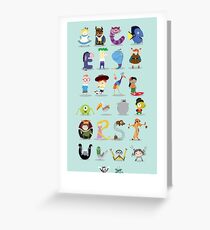 Animated characters abc Greeting Card