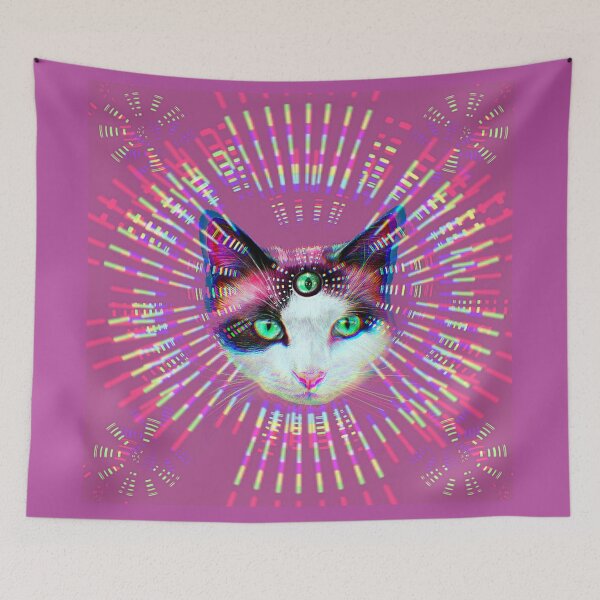 Item preview, The Third Eye Forbidden Kitty Frequency: A Feline Secret Pink Harmony Sign designed and sold by bubblesinspace.
