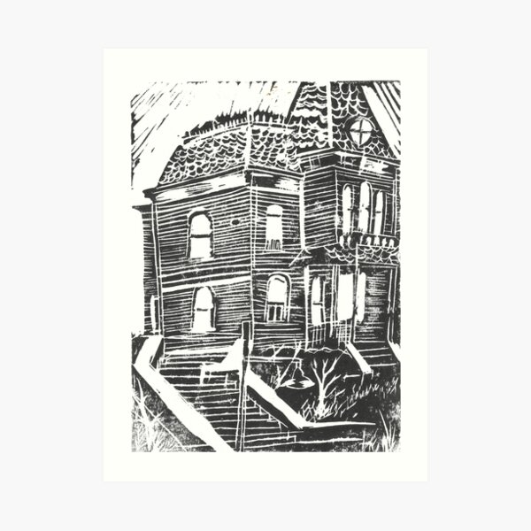 Bates Motel Lino Print Art Print