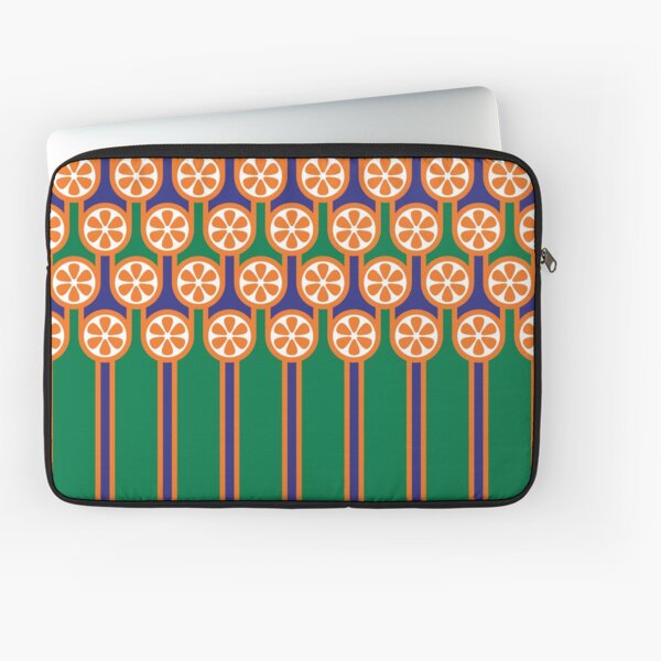 Scandi Midcentury Modern Retro Geometric Blueberries Oranges Stripey Pattern Laptop Sleeve