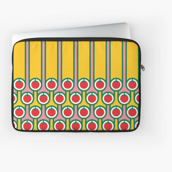 Scandi Midcentury Modern Retro Geometric Eggs Tomatoes Stripey Pattern Laptop Sleeve