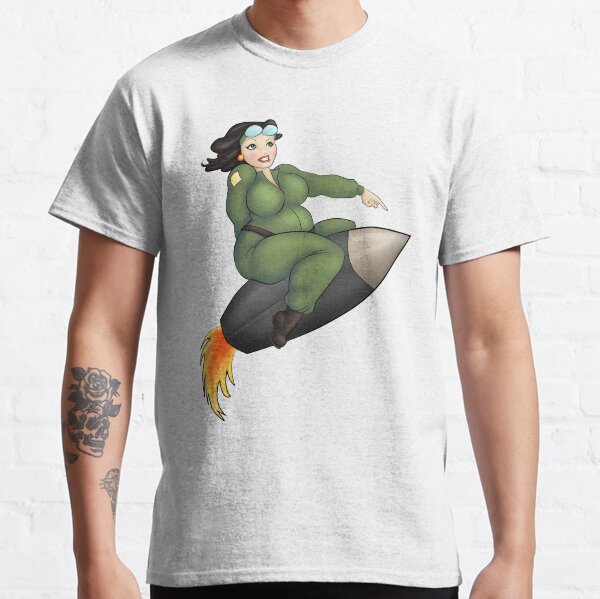 Fat Lady Riding A Missile Classic T-Shirt
