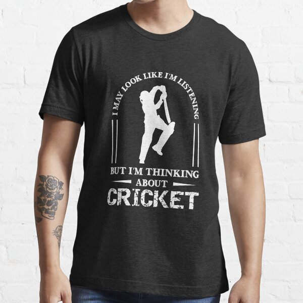 Vista previa del artículo con la obra «Estoy pensando en el cricket, regalo divertido de cricket, regalo de jugador de cricket», diseñado y vendido por Designs4Less.