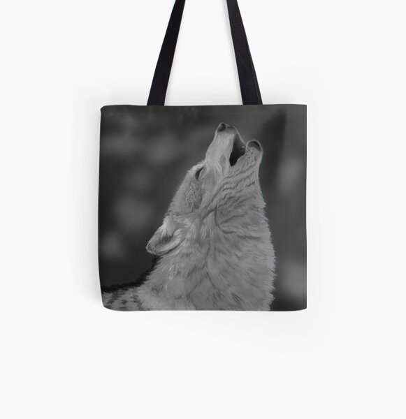 Lone Wolf Digital Painting All Over Print Tote Bag
