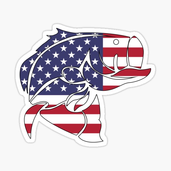 Premium Vector  Fish vector illustrationwith usa flag vintage style with  black outline