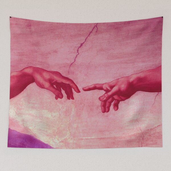 Item preview, The Creation of Adam - Sistine Chapel near-touching hands of God and Adam Red Colorized designed and sold by raidman.