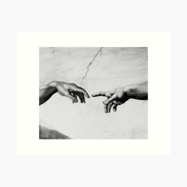 Item preview, The Creation of Adam - Sistine Chapel near-touching hands of God and Adam Red Colorized designed and sold by raidman.