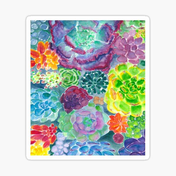 Rainbow succulents - portrait mode Sticker