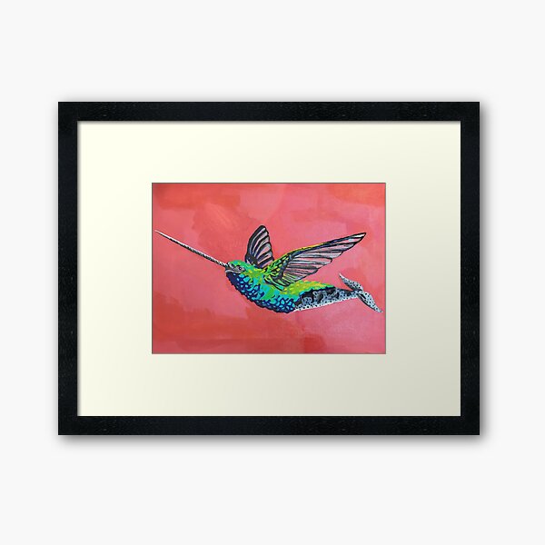 Narwhal Hummingbird Framed Art Print