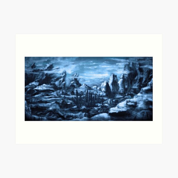 Blaue Berglandschaft Art Print