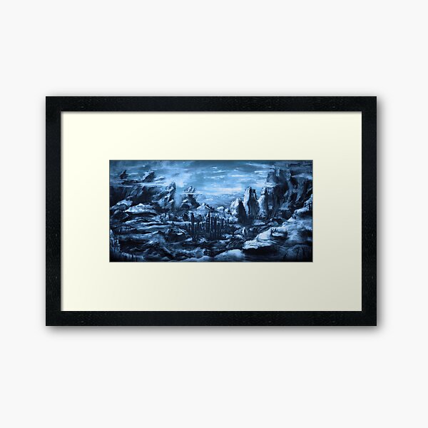 Blaue Berglandschaft Framed Art Print
