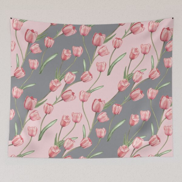 Artikelvorschau, Nettes Muster mit Tulpen und Blättern, Aquarellvariation 4 entworfen und verkauft von SASHA-MATBON.