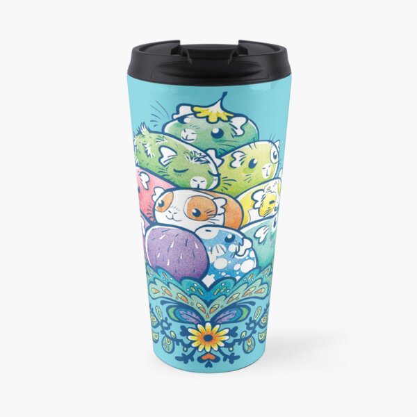 Blooming Piggy Pile in Blue Travel Mug