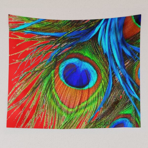 Item preview,  RED ART PEACOCK FEATHERS  ABSTRACT designed and sold by sharlesart.