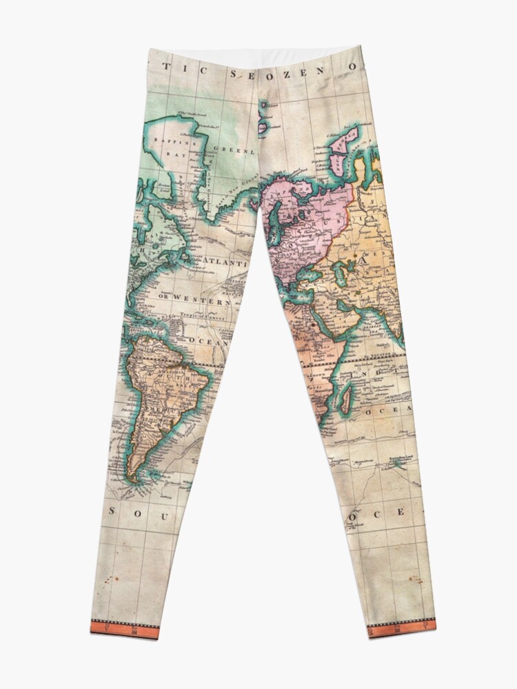 Disover Vintage World Map 1801 Leggings