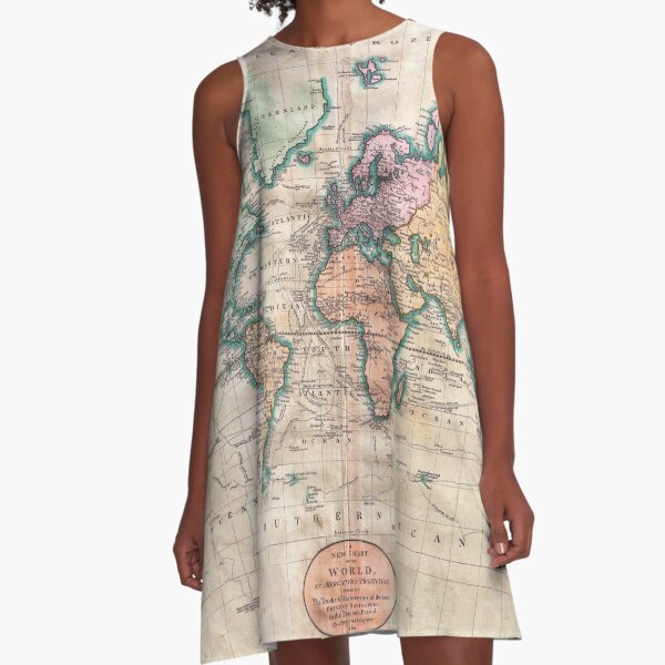Vintage World Map 1801 A-Line Dress