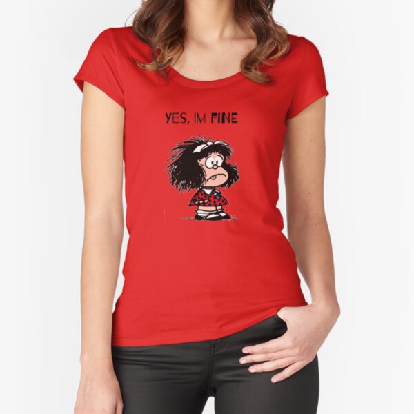 Mafalda loca Camiseta entallada de cuello ancho
