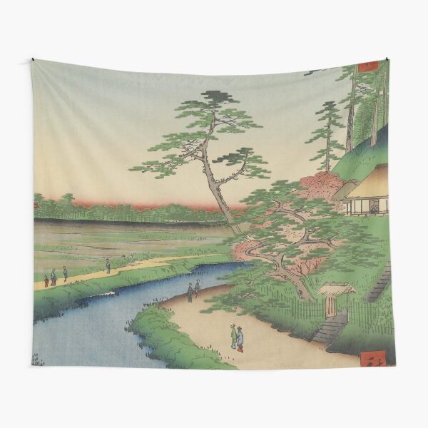 Spring Trees on Aqueduct Ukiyo-e Japanese Art Tapestry