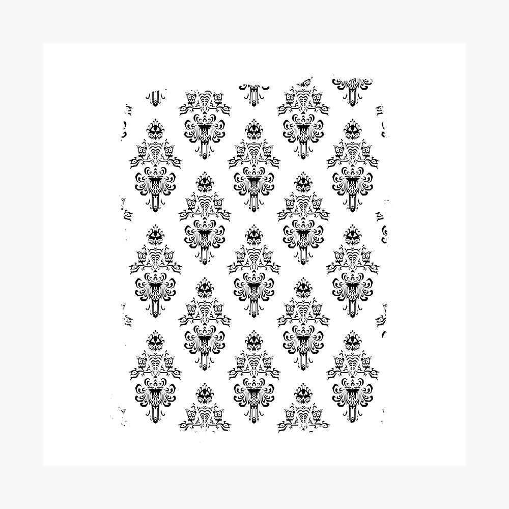 Haunted Mansion Wallpaper Black And White Photographic Print By Fandomtrading Redbubble