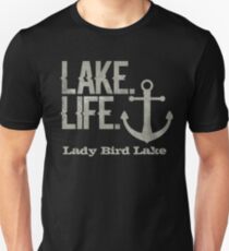 Lady Bird Lake Texas Lake Life Nautical Themed with Anchor Slim Fit T-Shirt