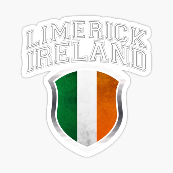 "Limerick Ireland with Distressed Irish Flag Crest" Sticker for Sale by