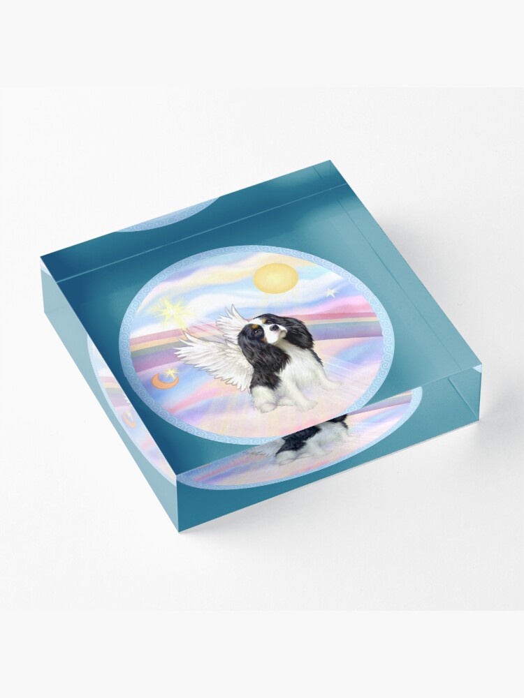 Alternate view of Tri Color Cavalier King Charles Spaniel in Heavens Clouds Acrylic Block