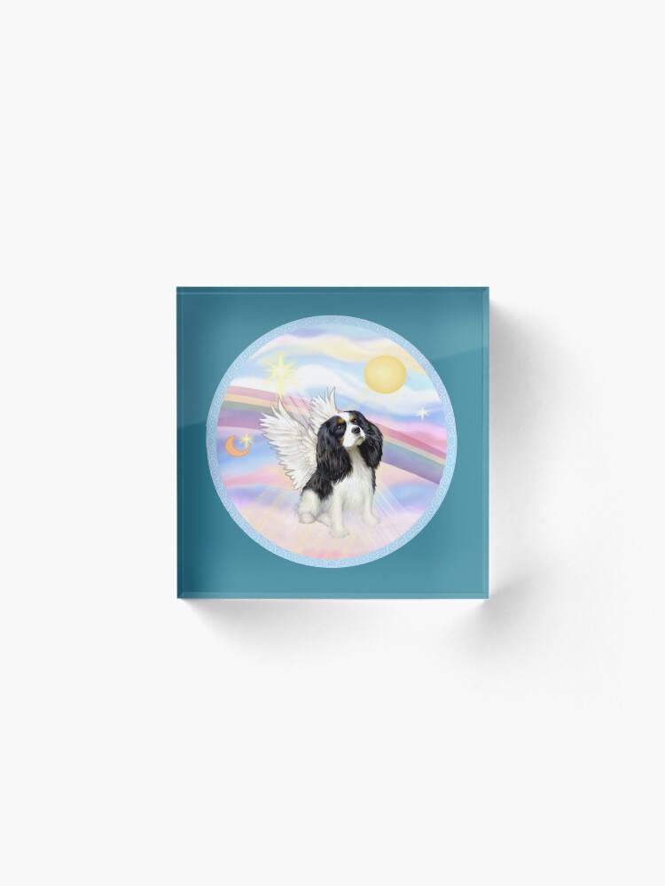 Alternate view of Tri Color Cavalier King Charles Spaniel in Heavens Clouds Acrylic Block