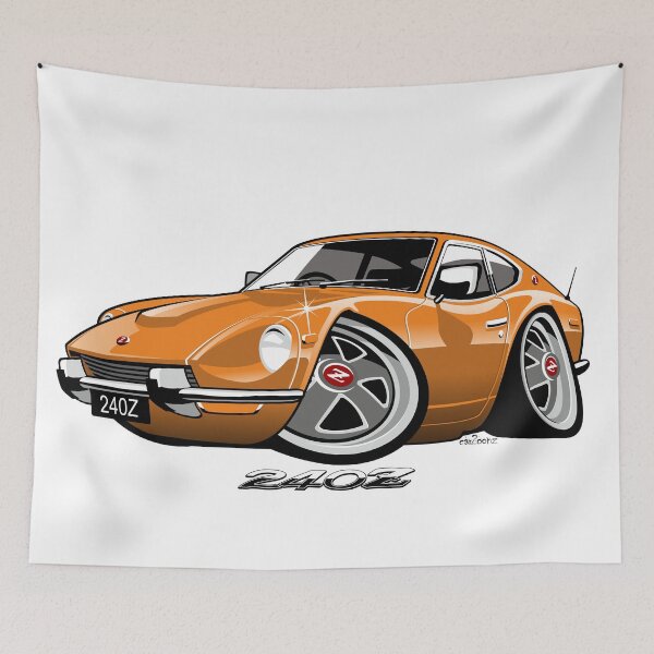 Item preview, Datsun 240Z caricature orange designed and sold by car2oonz.