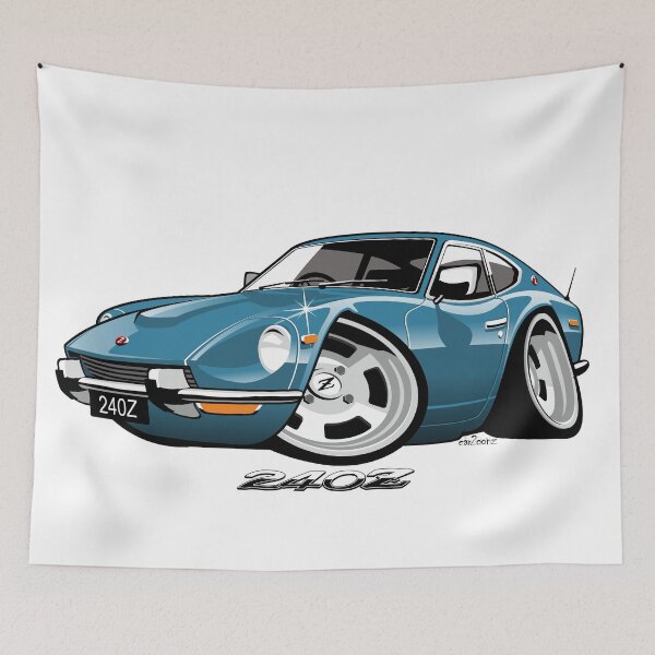 Item preview, Datsun 240Z caricature turquoise designed and sold by car2oonz.
