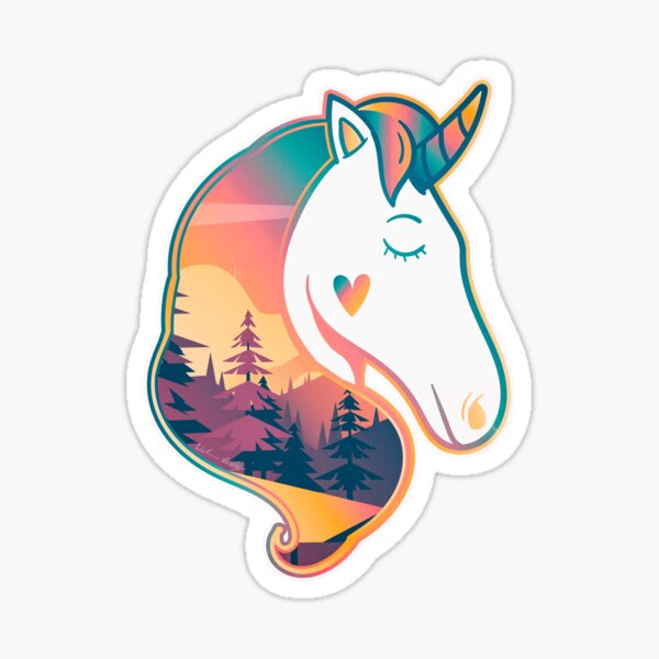 Unicorn Head | Sunrise Over Trees Sticker