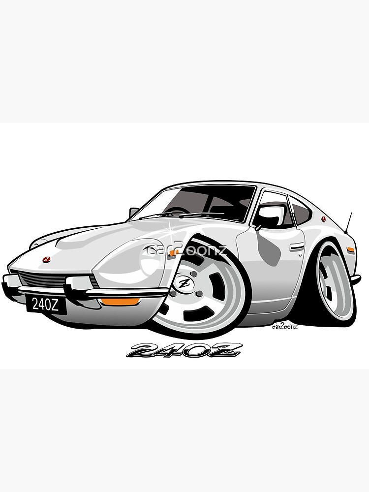Kartoon Datsun 240Z caricature white