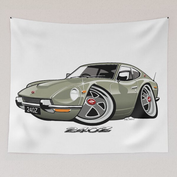 Item preview, Datsun 240Z caricature green designed and sold by car2oonz.