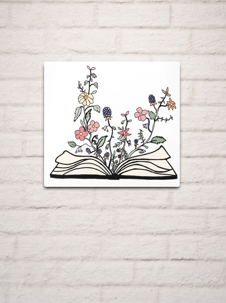 flowers growing from book  Sticker for Sale by andilynnf