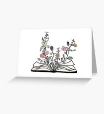 flowers growing from book Greeting Card
