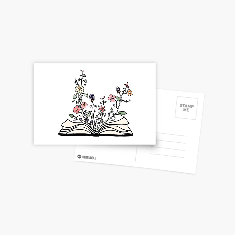 flowers growing from book  Sticker for Sale by andilynnf