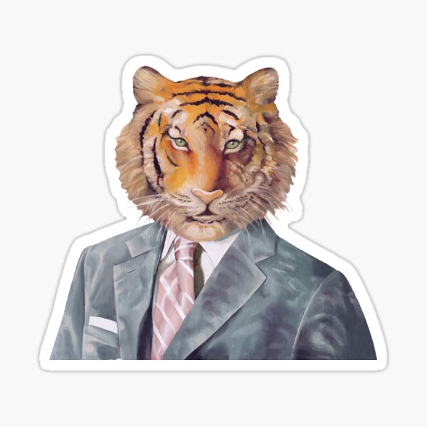Vista previa del artículo con la obra «Tigre en Armani», diseñado y vendido por AnimalCrew.