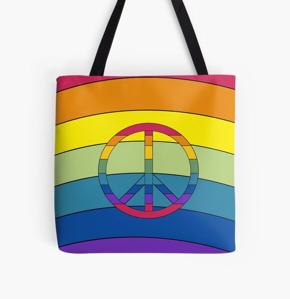 Peace in Rainbows All Over Print Tote Bag