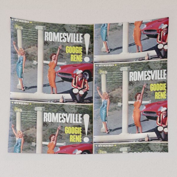 Item preview, Romesville!, Beatnik, bongos, Italy, sportscar, racecar, pillars, models designed and sold by Vintaged.
