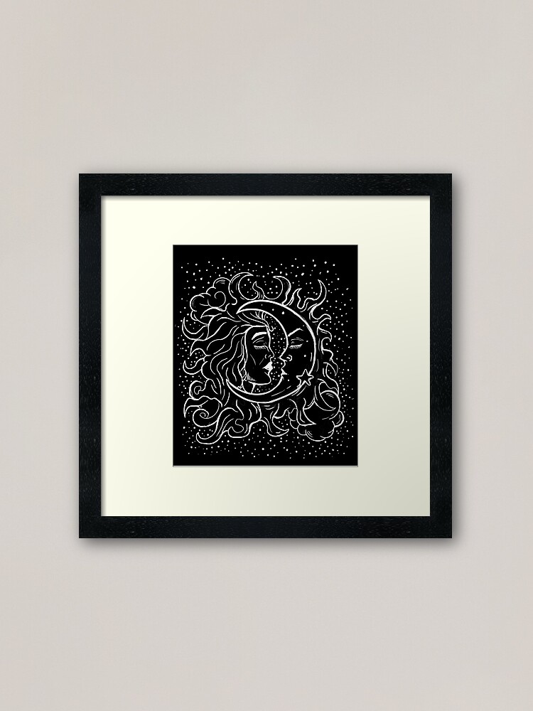 Alternate view of Sun & Moon Gothic Witchy Hand Drawn Design Framed Art Print