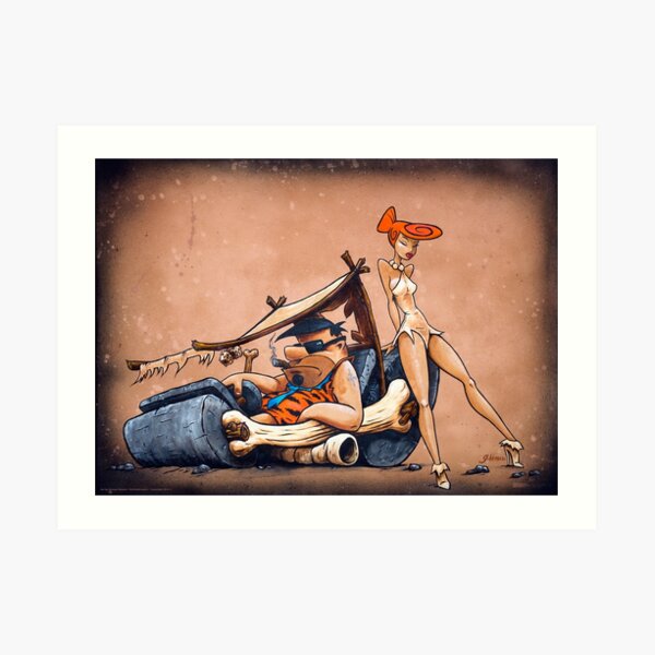 The Flintstones go Lowbrow Art Print