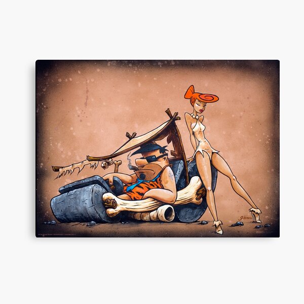 The Flintstones go Lowbrow Canvas Print