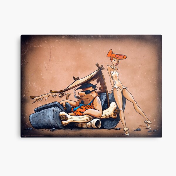The Flintstones go Lowbrow Metal Print