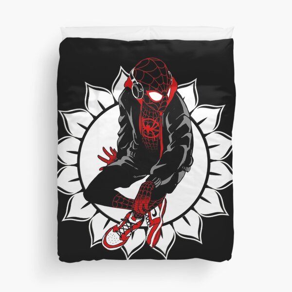 White Sunflower Spider Duvet Cover