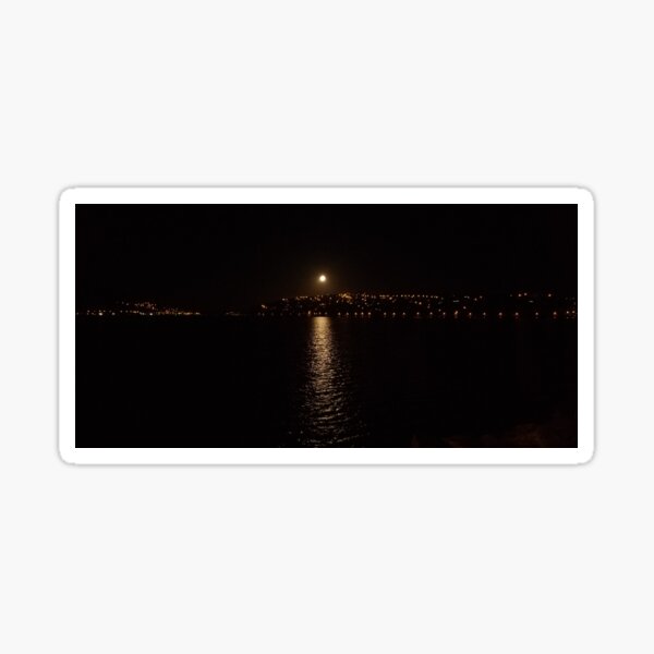 Full Moon Hovering Over the Harbour Sticker