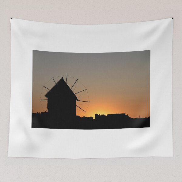 Item preview, Old windmill sunset cityscape Nessebar Bulgaria designed and sold by goceris.