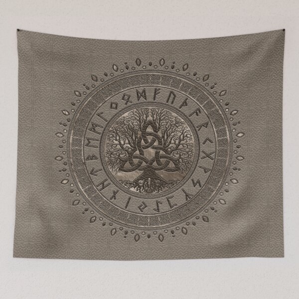Item preview, Tree of life with Triquetra Beige Leather and gold designed and sold by Nartissima.