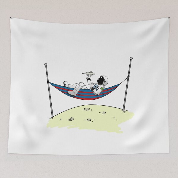 Item preview, Funny astronaut On the Moon with Paper Plane and Hammock Gift idea for Astronauts & Fun birds designed and sold by elnino8.