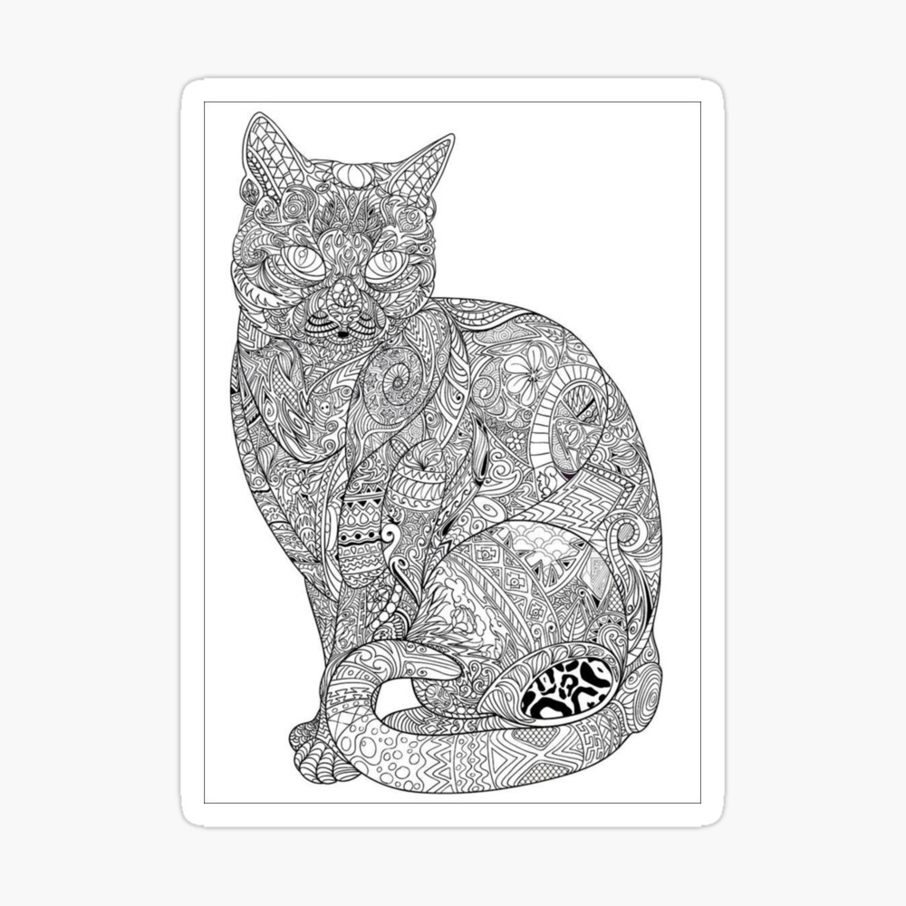 Impression Photo Coloriage Pour Adulte Chat Par Yuna26 Redbubble