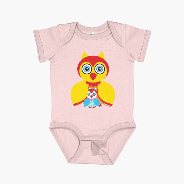 Mother and Baby Owl Short Sleeve Baby One-Piece